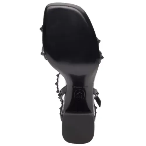 ASH Janice Bis Studded T-Strap Block Heel Sandal Black/Black Best