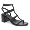 ASH Jen Bis Studded Block Heel Sandals | Shoes Black/Black Hot
