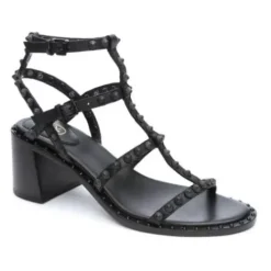 ASH Jen Bis Studded Block Heel Sandals | Shoes Black/Black Hot