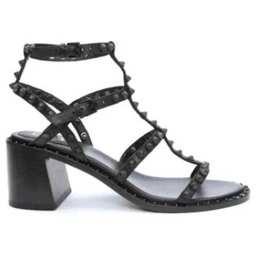 ASH Jen Bis Studded Block Heel Sandals | Shoes Black/Black Hot