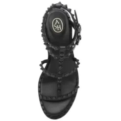 ASH Jen Bis Studded Block Heel Sandals | Shoes Black/Black Hot