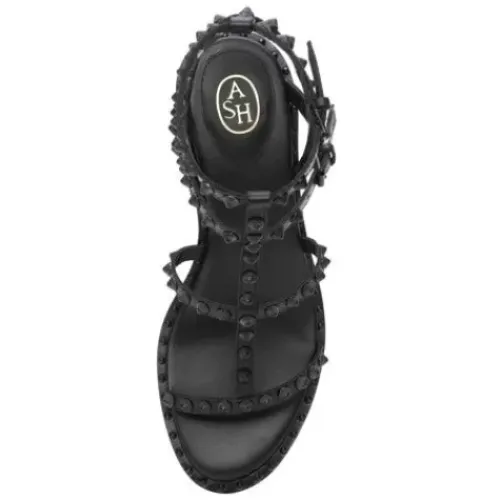 ASH Jen Bis Studded Block Heel Sandals | Shoes Black/Black Hot