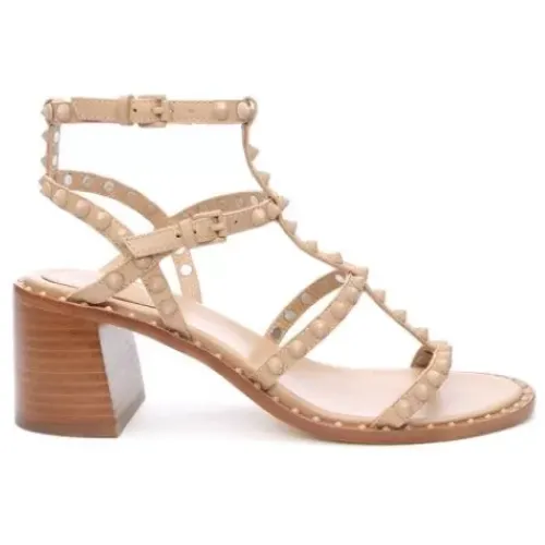 ASH Jen Bis Studded Block Heel Sandals | Shoes Black/Black Hot