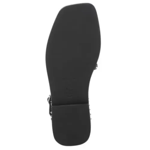 ASH Maeva Studded Square Toe Flat Sandals | Black Outlet