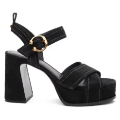ASH Melany Suede Platform Sandals | Suede Heels | Black New