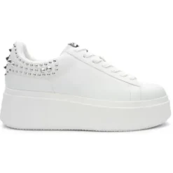 ASH Moby Studs Platform Studded Sneaker White/White/Silver Fashion