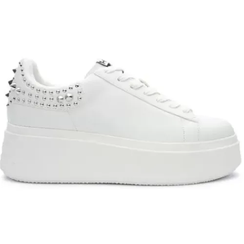 ASH Moby Studs Platform Studded Sneaker White/White/Silver Fashion