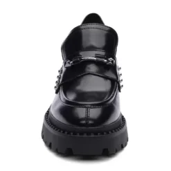 ASH Nelson Jack Polished Calf Studded Loafer Black Flash Sale