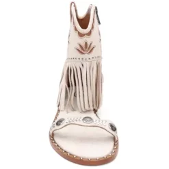 ASH Paquito Fringe Sandals | Flat Sandals With Fringe | Beige-White/Cinnamon Cheap