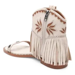 ASH Paquito Fringe Sandals | Flat Sandals With Fringe | Beige-White/Cinnamon Cheap