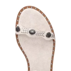 ASH Paquito Fringe Sandals | Flat Sandals With Fringe | Beige-White/Cinnamon Cheap