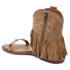 ASH Paquito Fringe Sandals | Flat Sandals With Fringe | Beige-White/Cinnamon Cheap