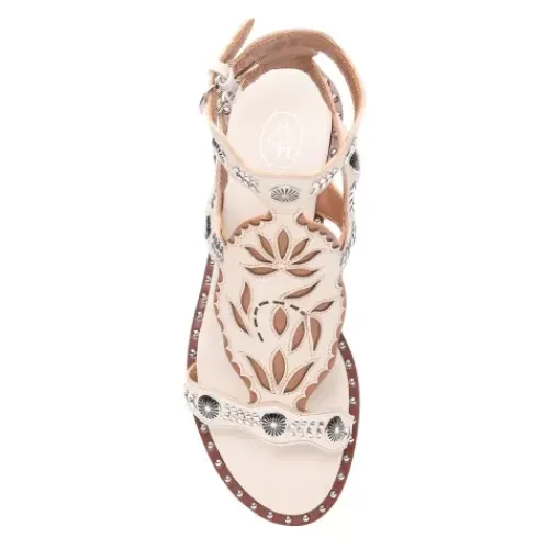 ASH Paraiba Embellished Flat Sandal Beige-White/Cinnamon Best Sale