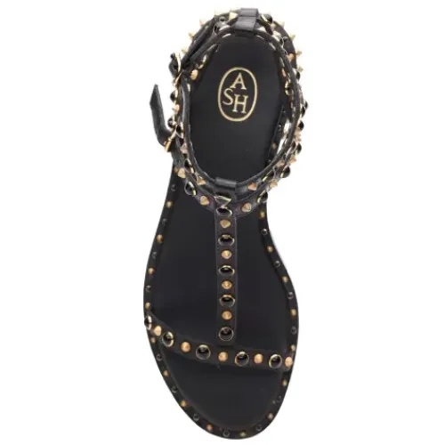ASH Peps Multi Studded Flat Sandal Black Best