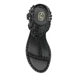 ASH Play Bis Tonal-Studded Flat Sandal Black/Black Store