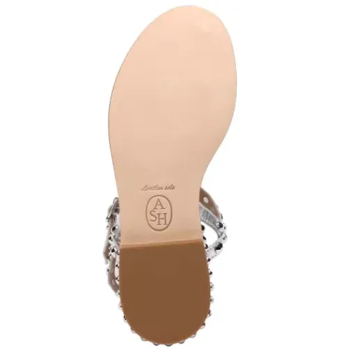 ASH Play Metallic Studded Flat Sandal Silver Shop