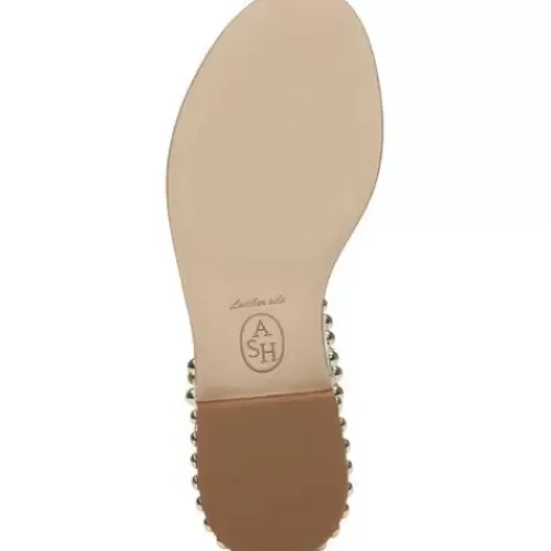ASH Play Metallic Studded Flat Sandal LightGold Clearance