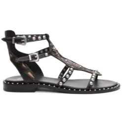 ASH Plaza Studded Flat Sandal Black Discount
