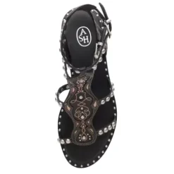 ASH Plaza Studded Flat Sandal Black Discount