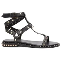 ASH Pulp Flat Studded Gladiator Sandals | Women's | Black/Beige Cheap