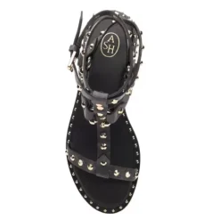ASH Pulp Flat Studded Gladiator Sandals | Women's | Black/Beige Cheap
