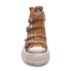 ASH Rainbow Suede Buckle Hightop Sneaker GoldenBrown Cheap